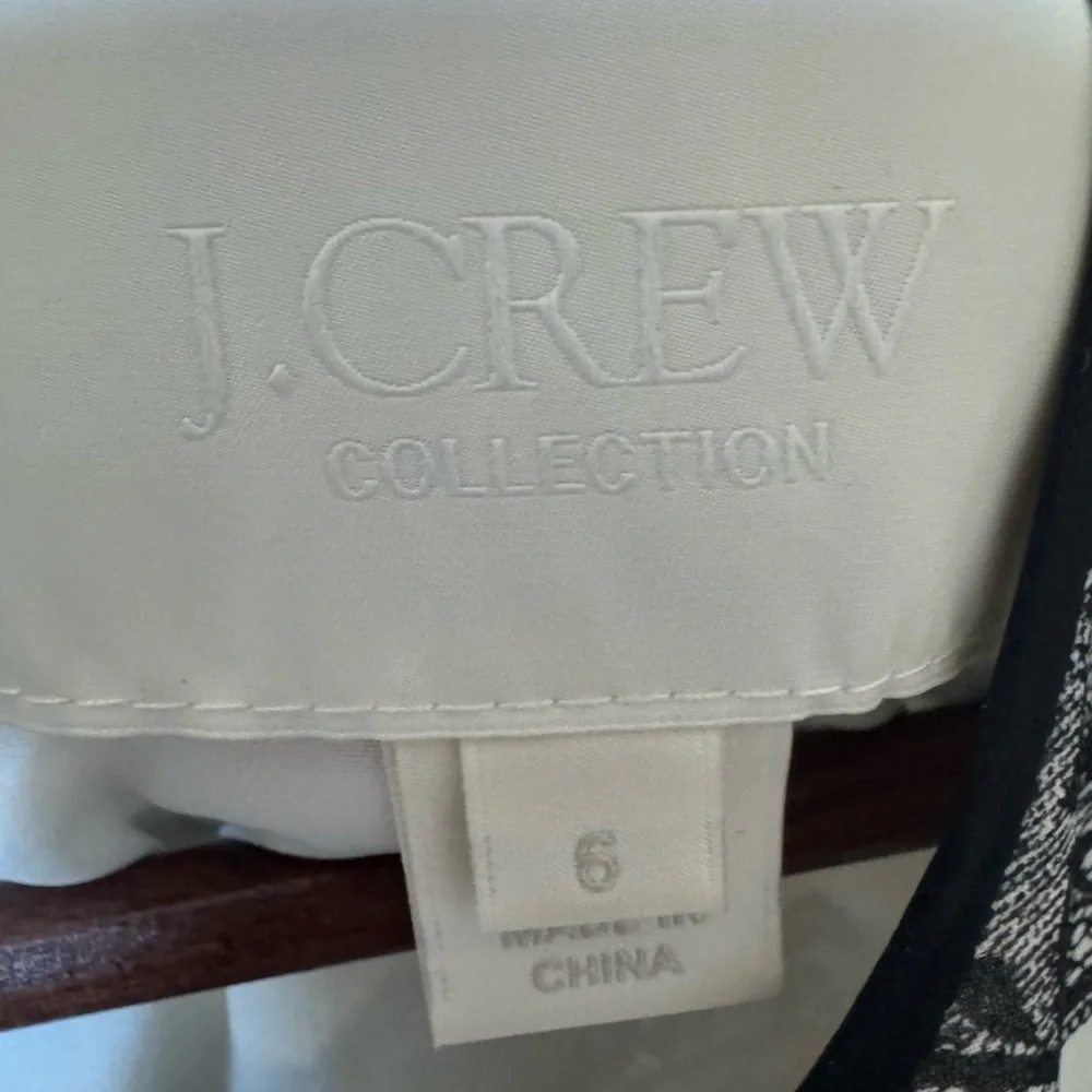 J Crew Collection silk Jules dress black and white Trompe L'oeil Lace print